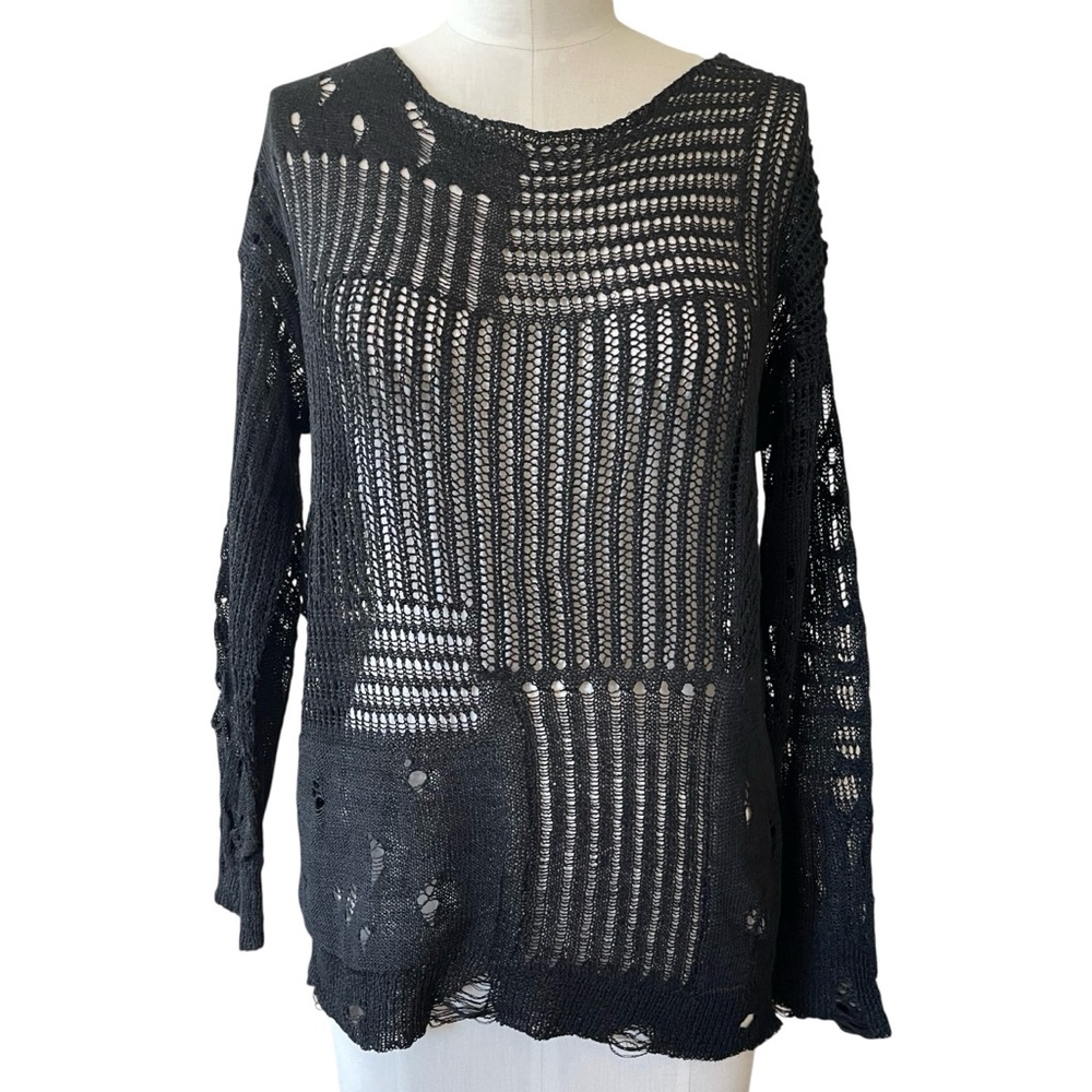 ❤️ Grunge x Goth Destroyed Black Sweater - Picture 2 of 6